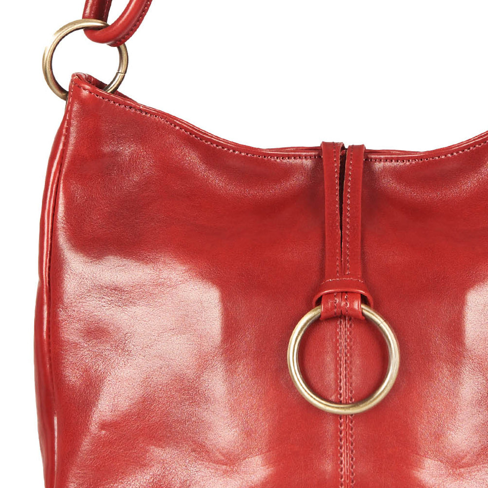 Borsa a mano in pelle rossa