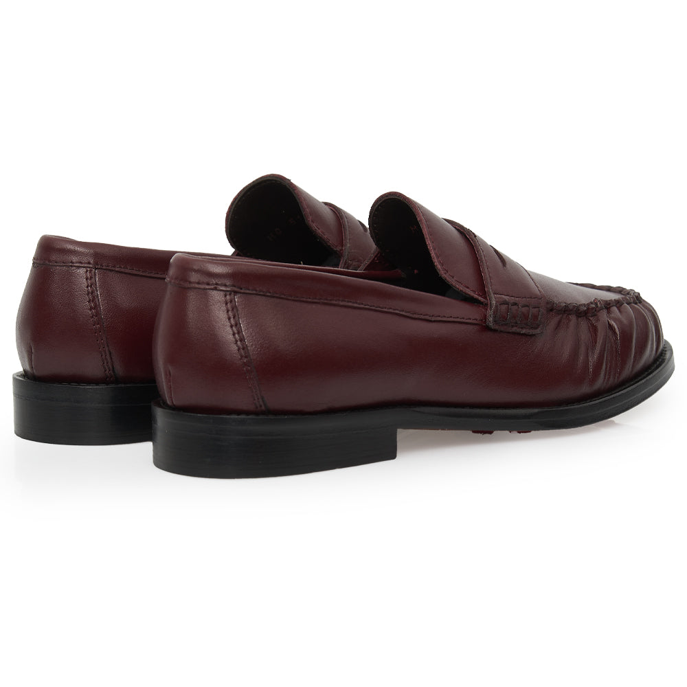 Mocassino Penny Loafer Morbido in Pelle Bordeaux