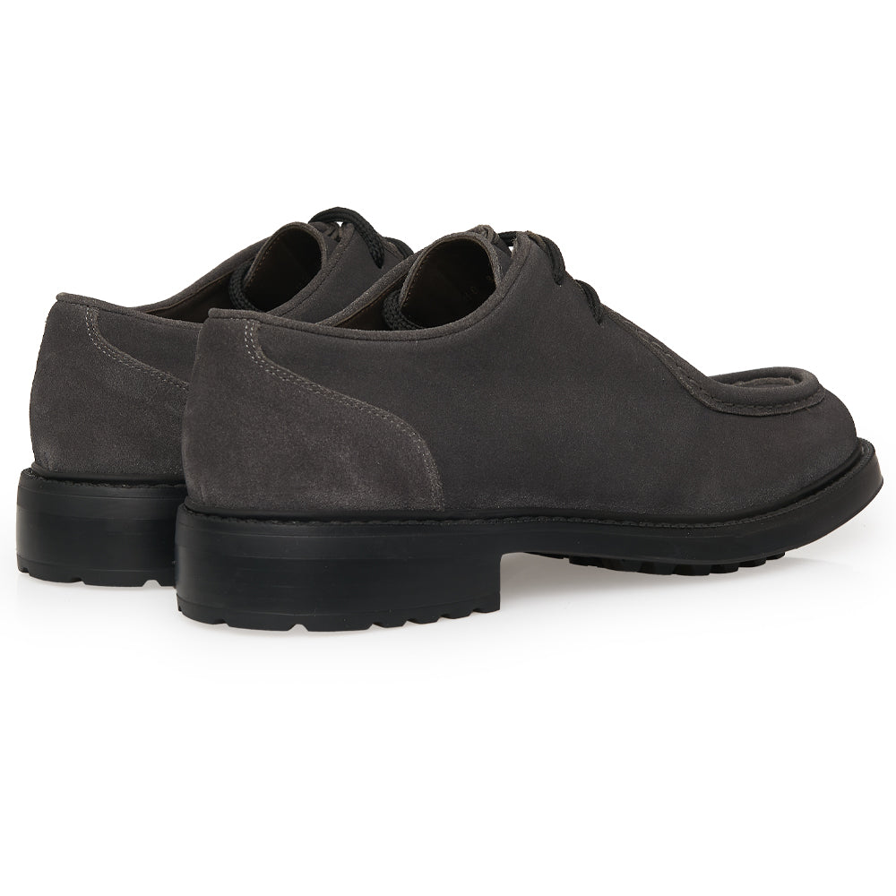 Scarpa Stringata Tirolese in Camoscio Grigio con Suola Roccia