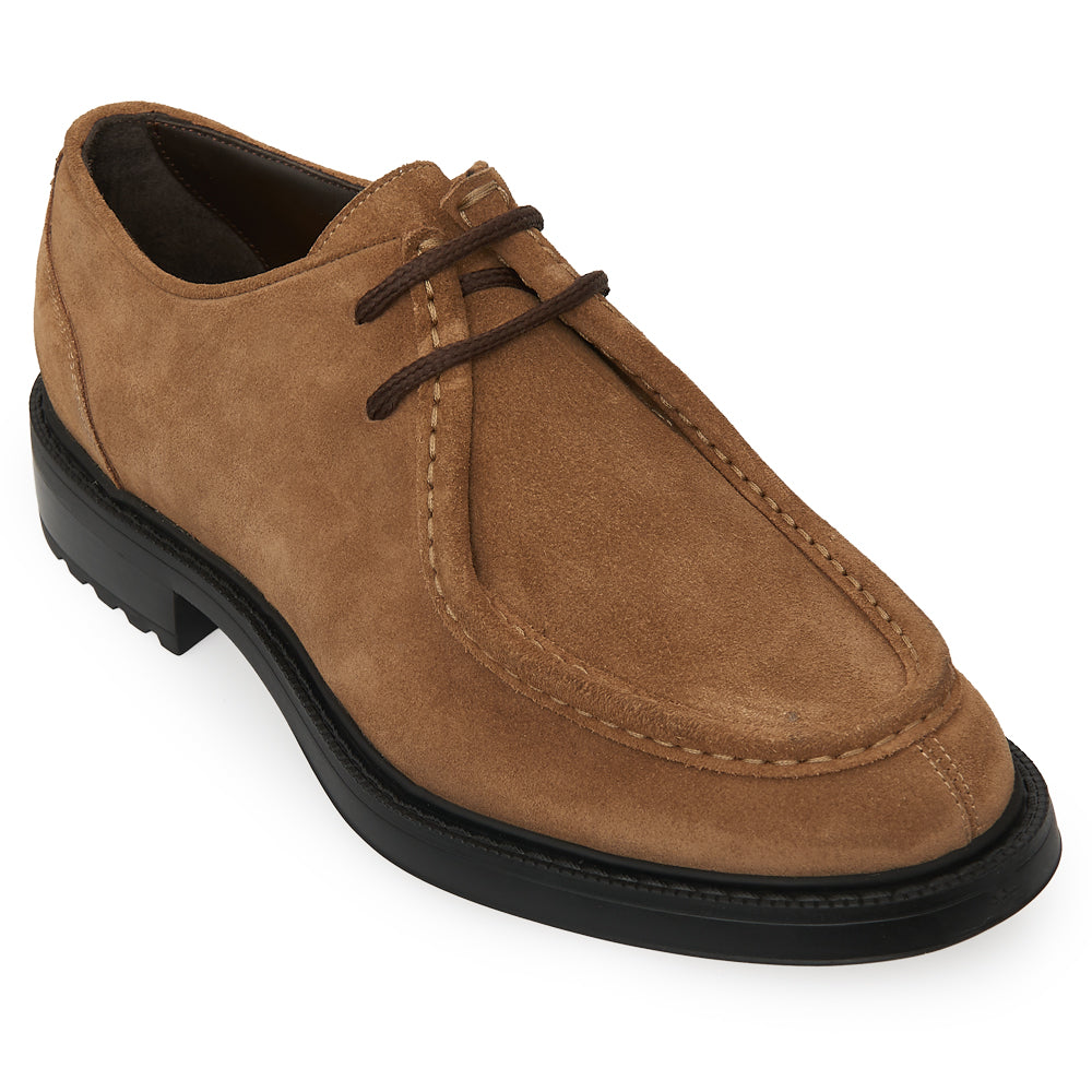 Scarpa Stringata Tirolese in Camoscio Taupe con Suola Roccia