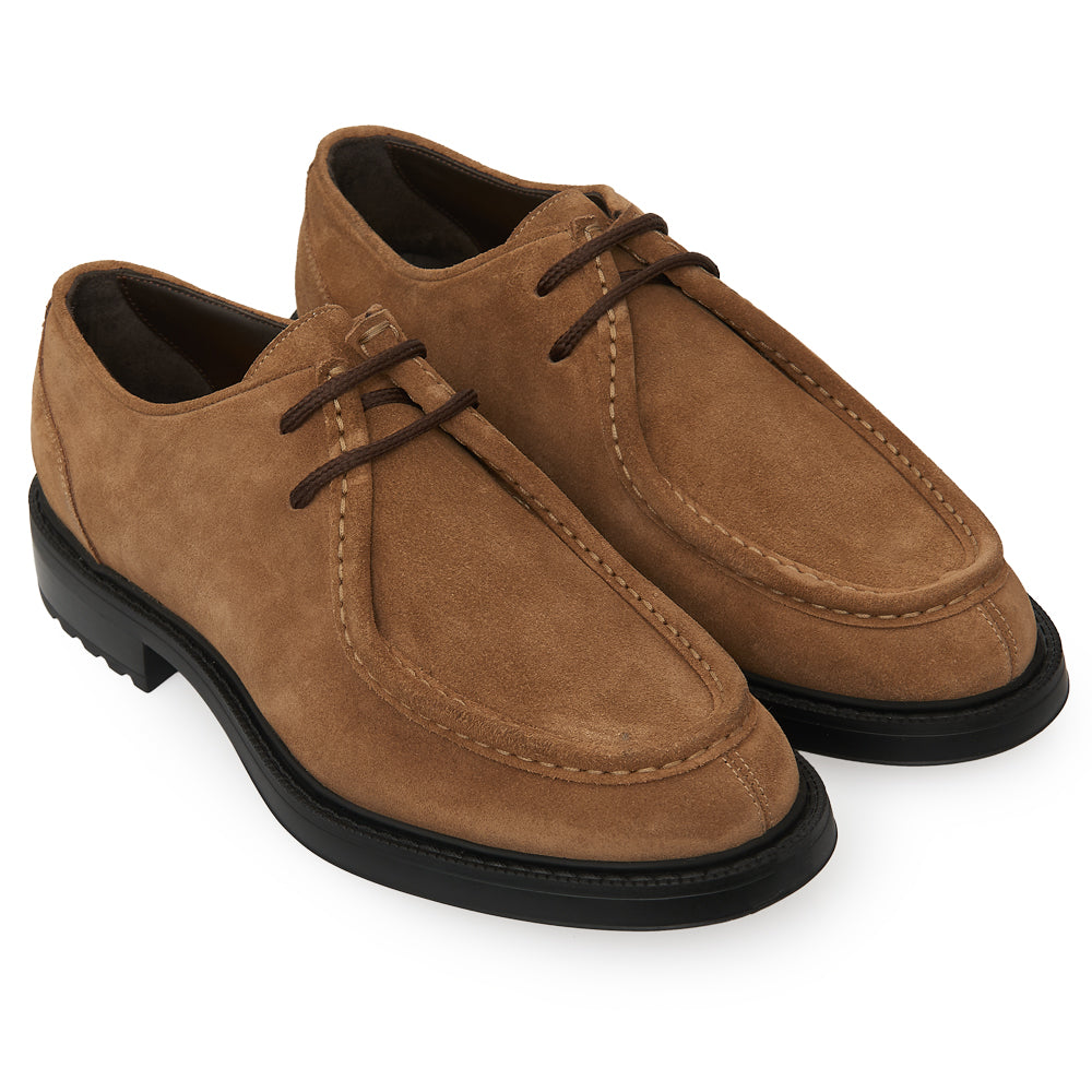 Scarpa Stringata Tirolese in Camoscio Taupe con Suola Roccia