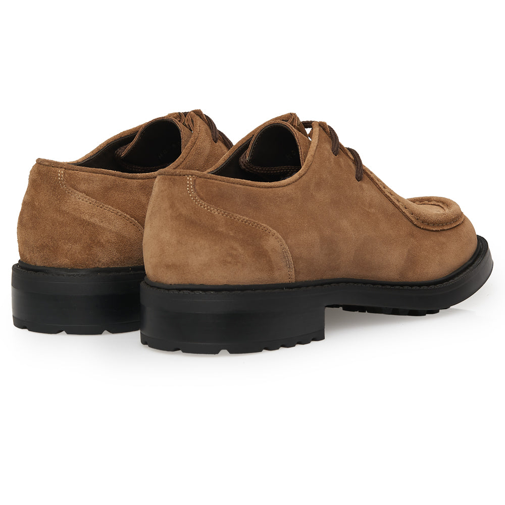 Scarpa Stringata Tirolese in Camoscio Taupe con Suola Roccia