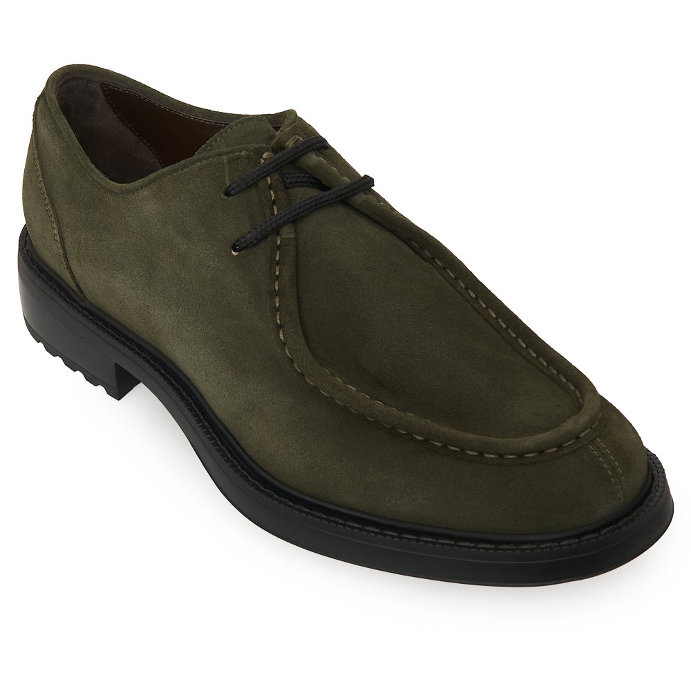 Scarpa Stringata Tirolese in Camoscio Verde con Suola Roccia