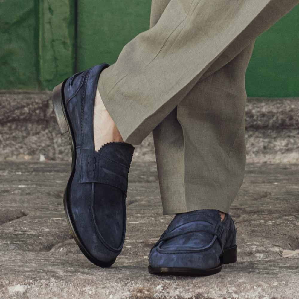 Mocassino Penny - morbido camoscio blu navy
