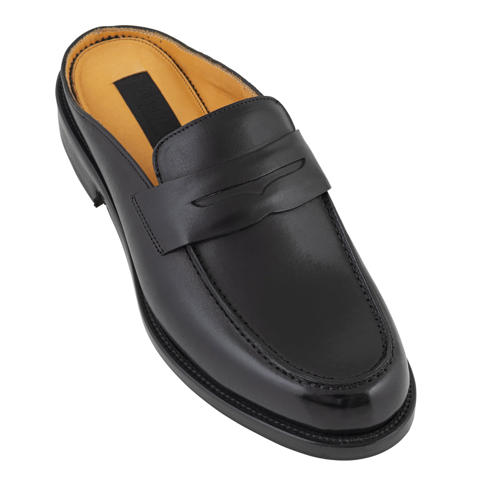 Mocassino slingback in pelle nera