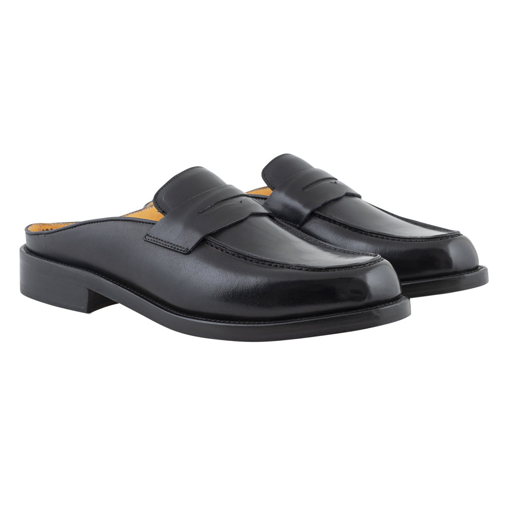 Mocassino slingback in pelle nera