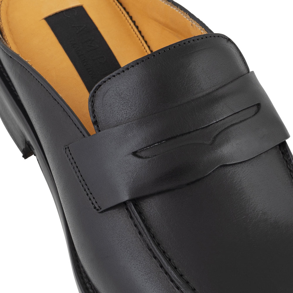 Mocassino slingback in pelle nera