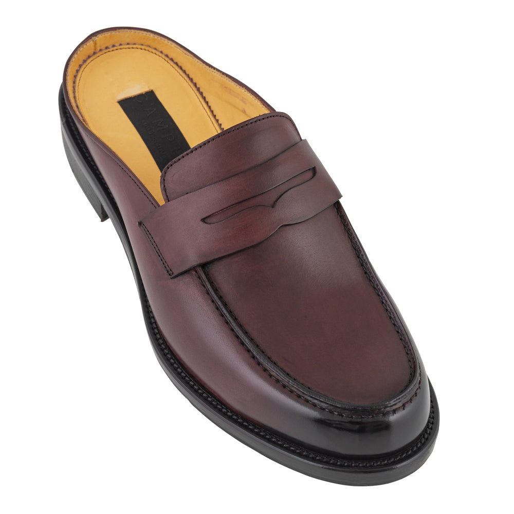 Mocassino slingback in pelle bordeaux