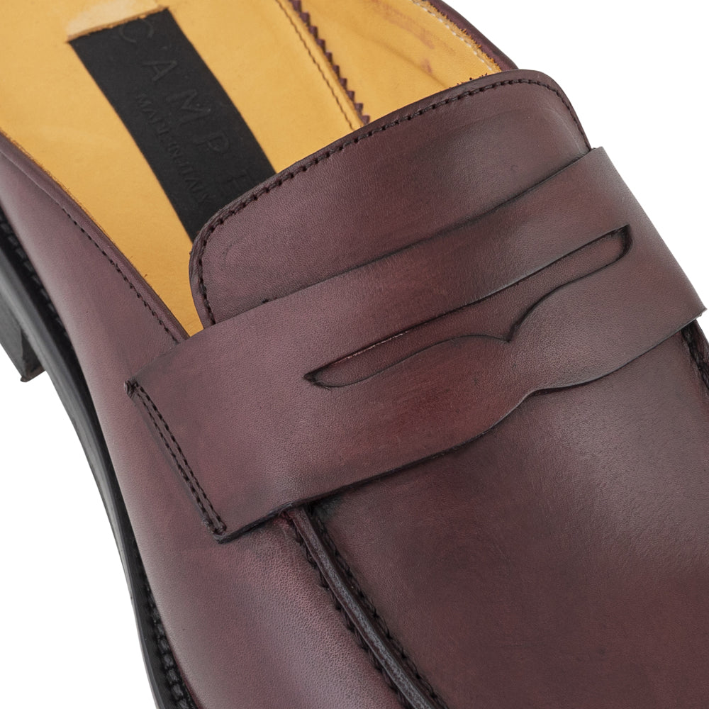 Mocassino slingback in pelle bordeaux