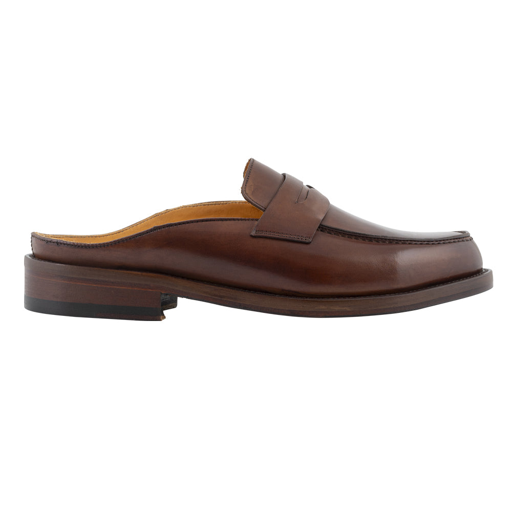 Mocassino slingback in pelle marrone