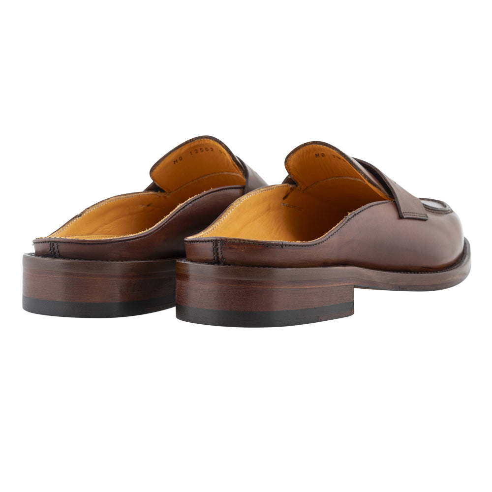 Mocassino slingback in pelle marrone