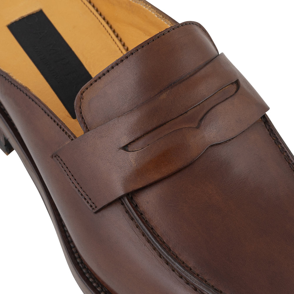 Mocassino slingback in pelle marrone