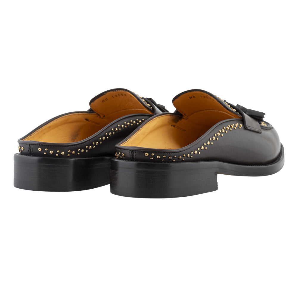 Mocassino slingback testa di moro con borchie