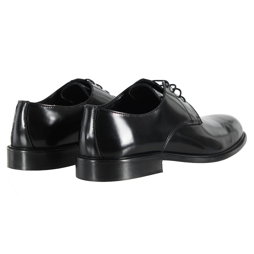 Derby elegante cerimonia in pelle liscia nera