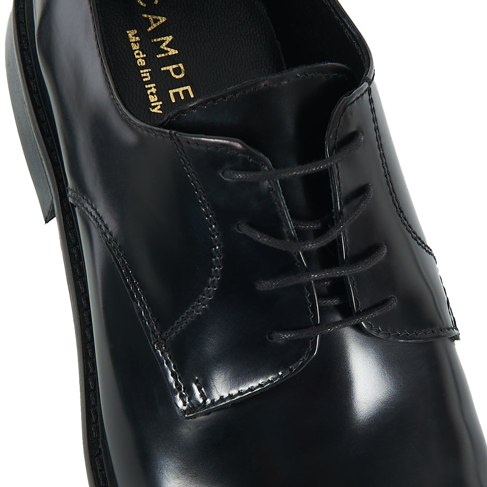 Derby elegante cerimonia in pelle liscia nera