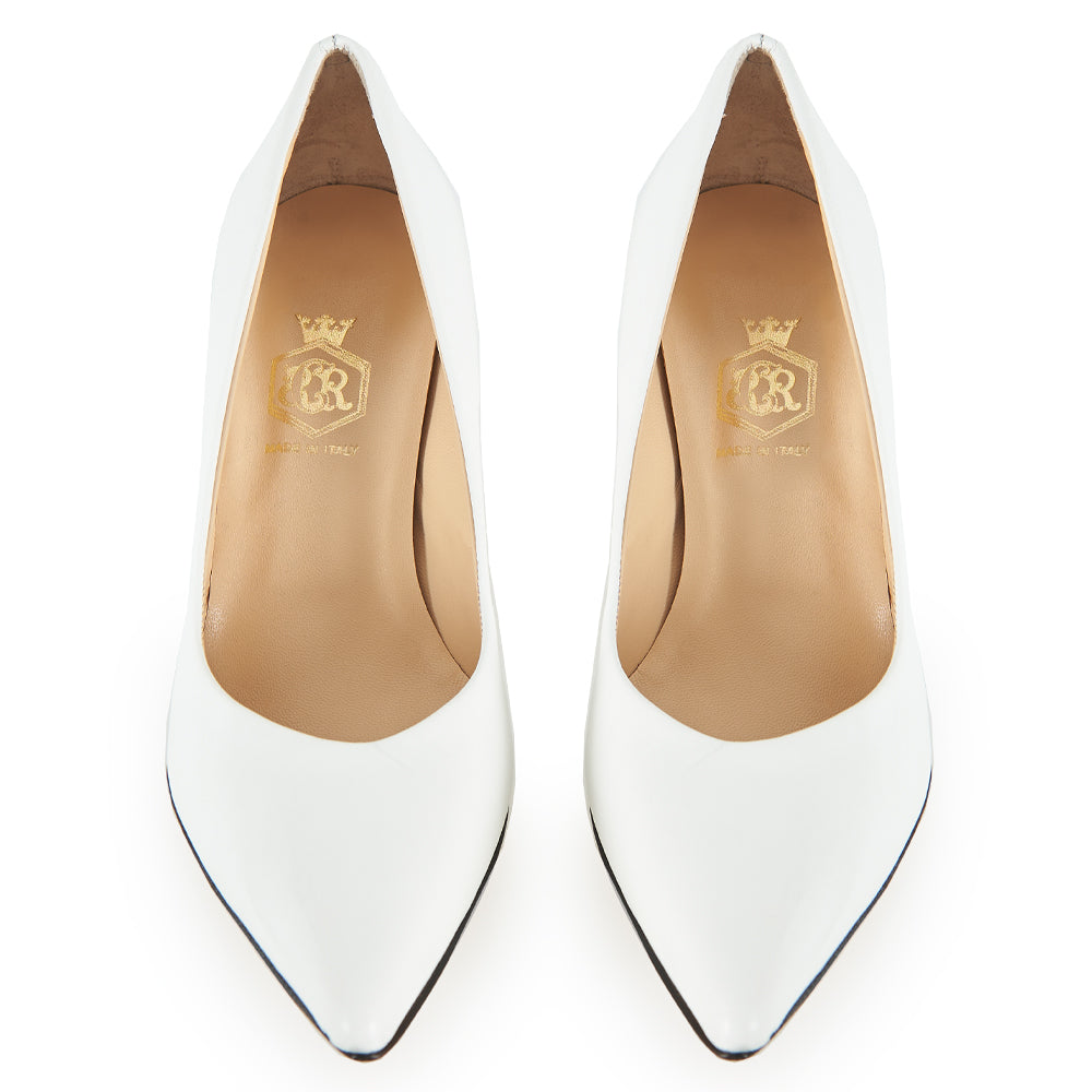 Décolleté in pelle bianca