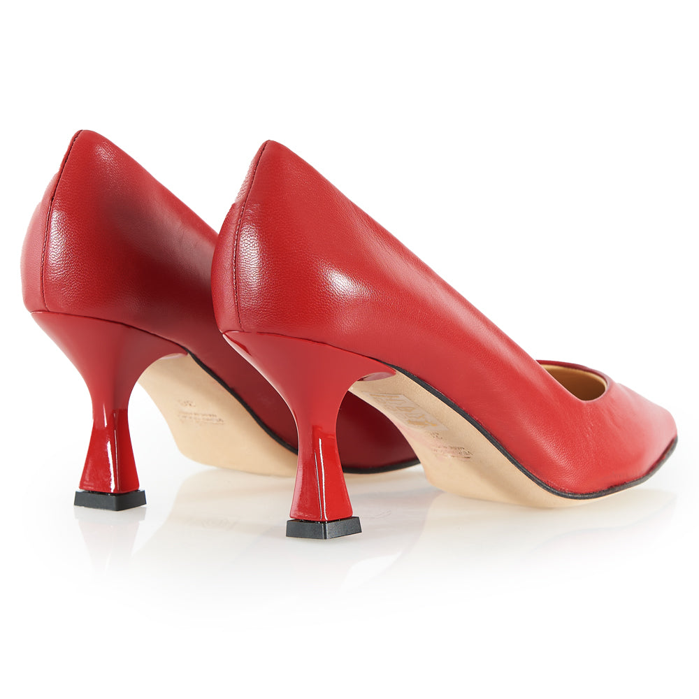Décolleté in pelle rossa