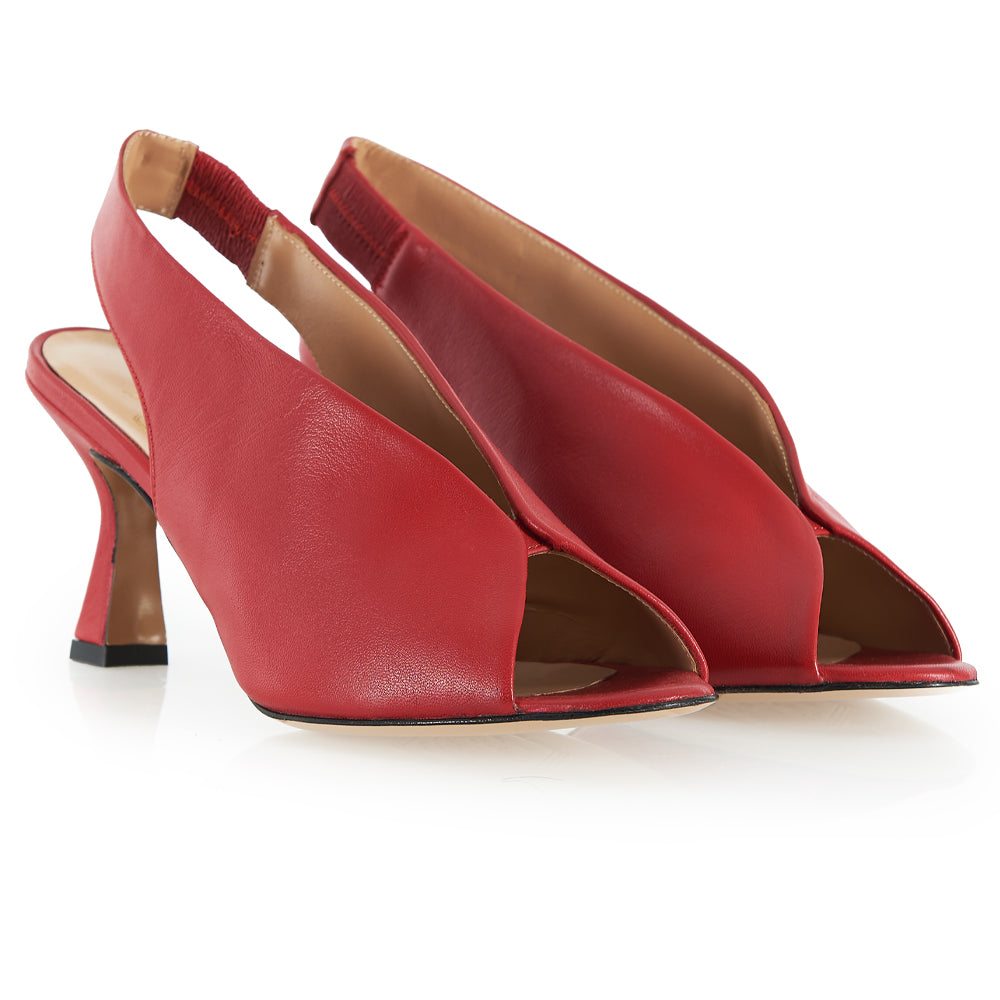 Décolleté elegante fasciato in pelle rossa