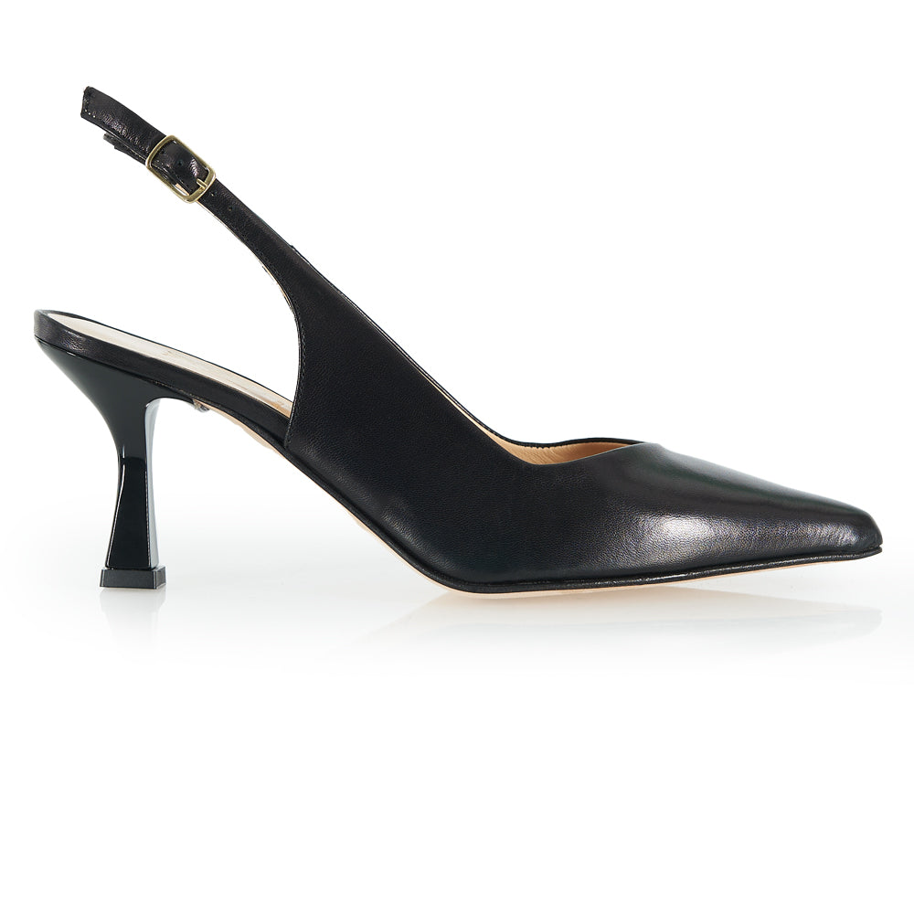 Décolleté slingback in pelle nera