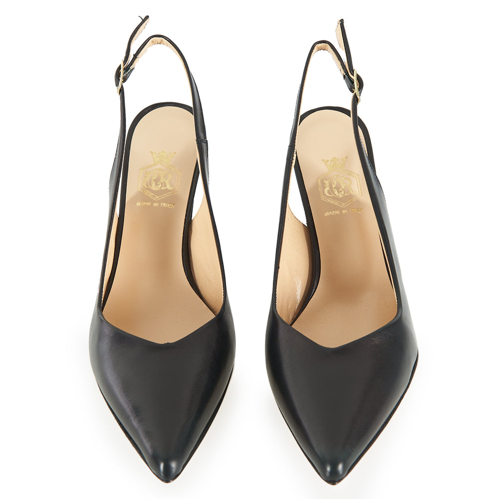 Décolleté slingback in pelle nera