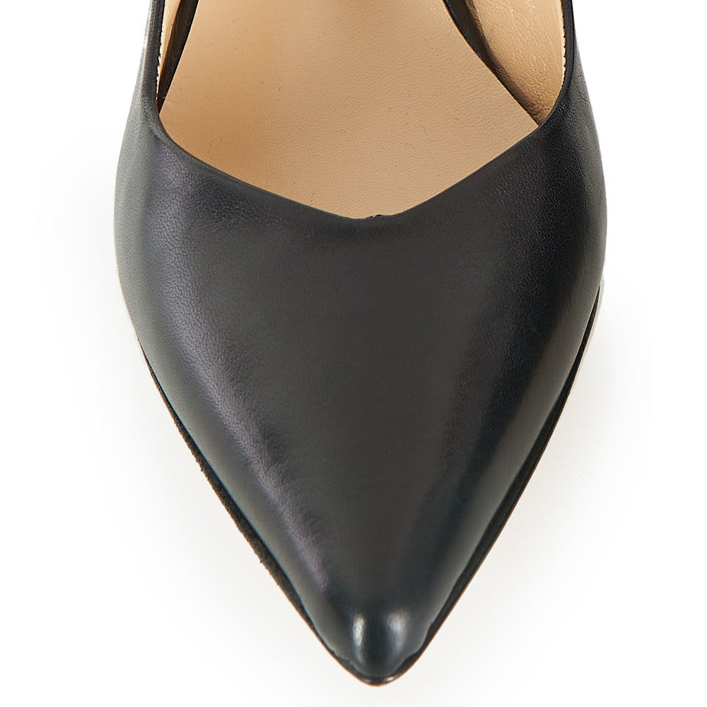 Décolleté slingback in pelle nera
