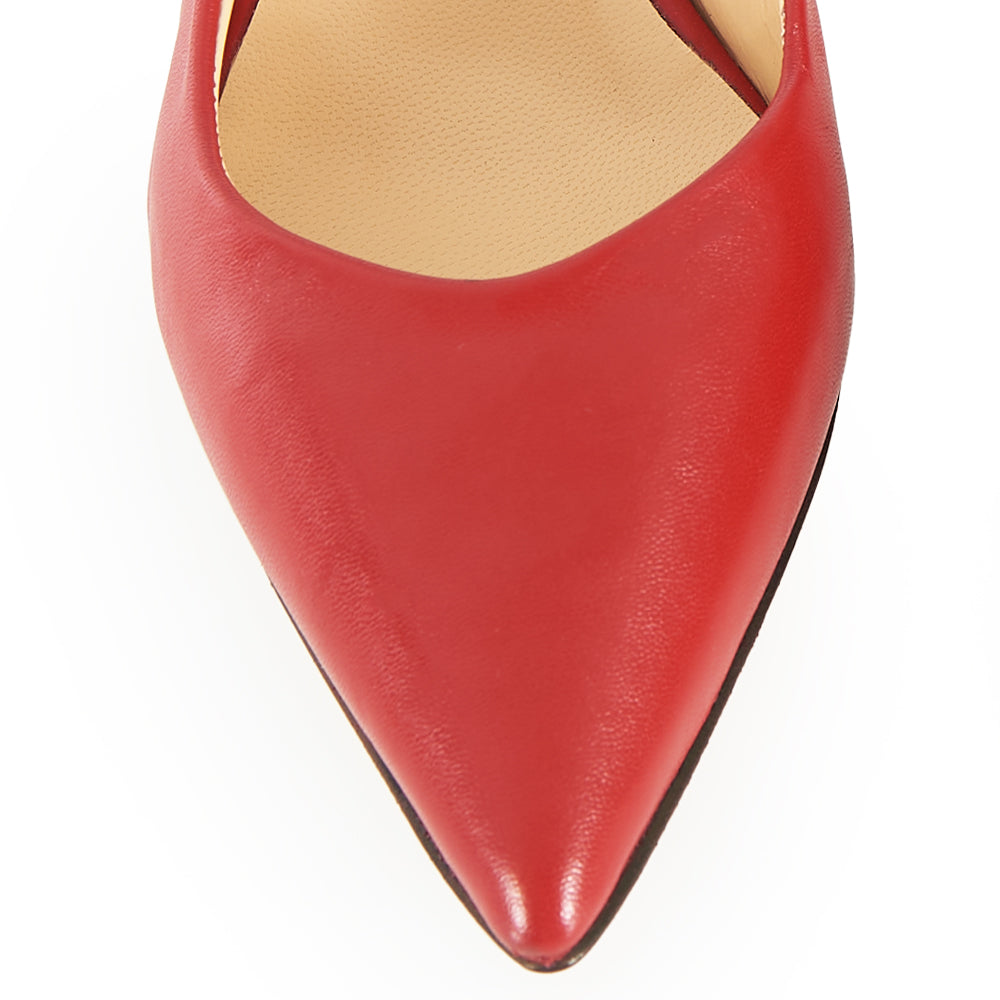 Slingback in pelle rossa tacco basso