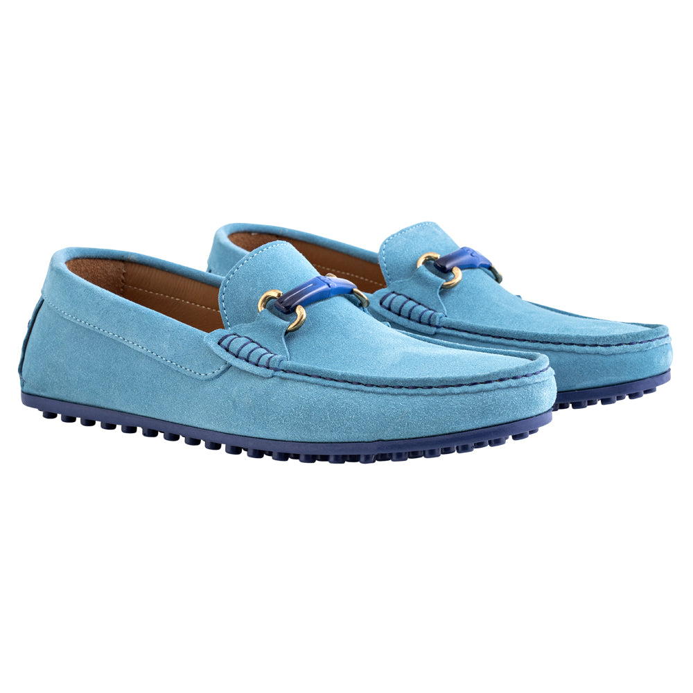 Mocassino Driving Camoscio – Celeste