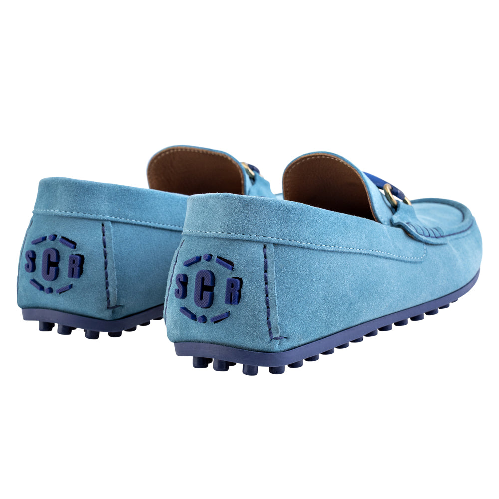 Mocassino Driving Camoscio – Celeste