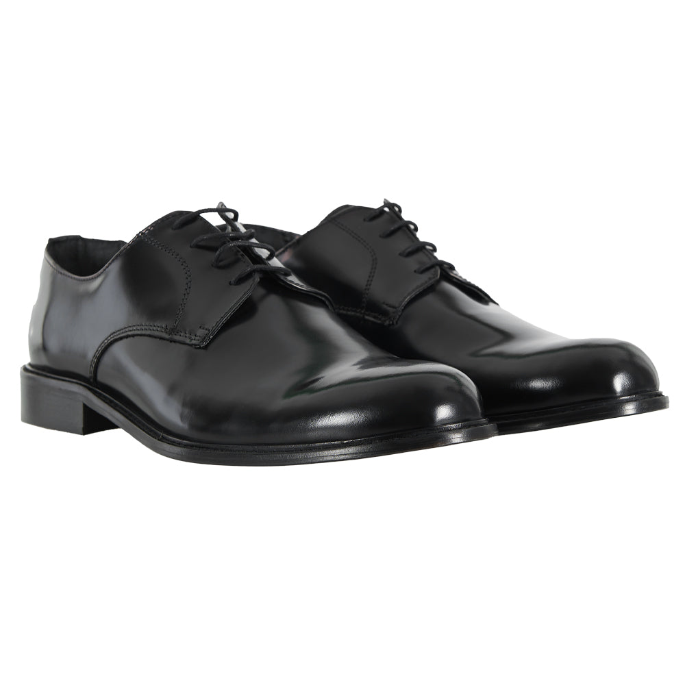 Derby elegante cerimonia in pelle liscia nera