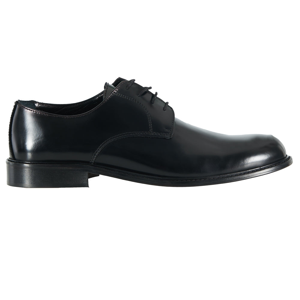 Derby elegante cerimonia in pelle liscia nera