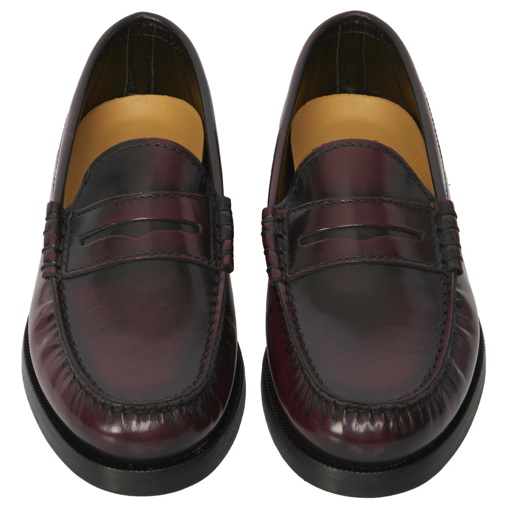 Mocassino Donna Penny Loafer in Pelle Bordeaux Sfumata – cuciture a mano