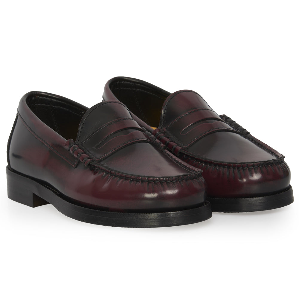 Mocassino Donna Penny Loafer in Pelle Bordeaux Sfumata – cuciture a mano