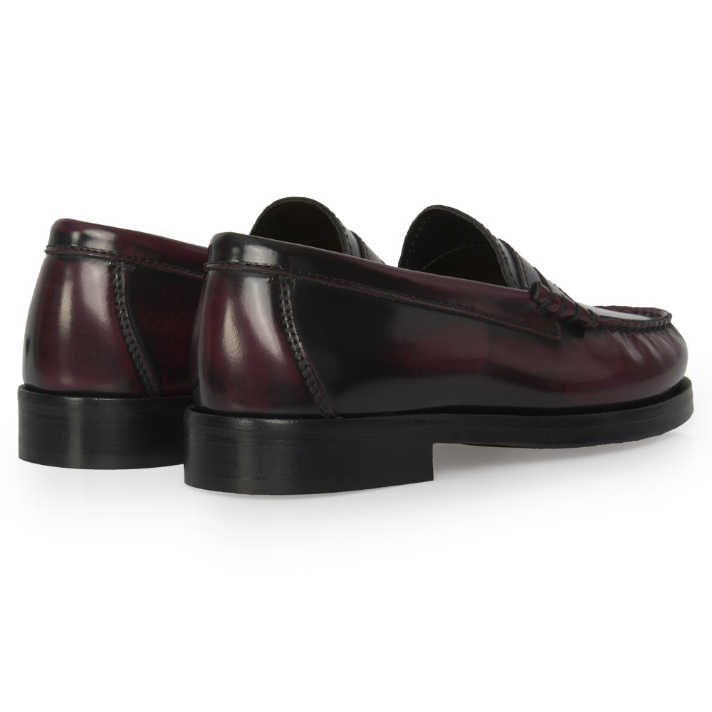 Mocassino Donna Penny Loafer in Pelle Bordeaux Sfumata – cuciture a mano