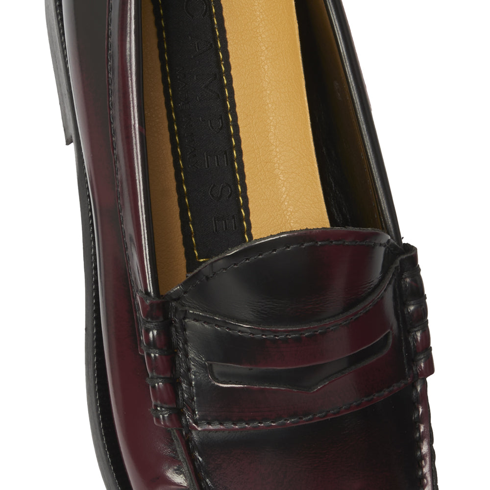 Mocassino Donna Penny Loafer in Pelle Bordeaux Sfumata – cuciture a mano