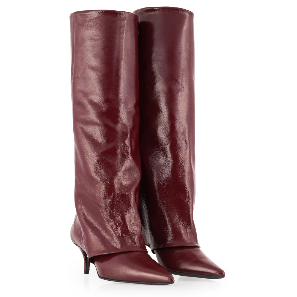 Stivali in pelle bordeaux