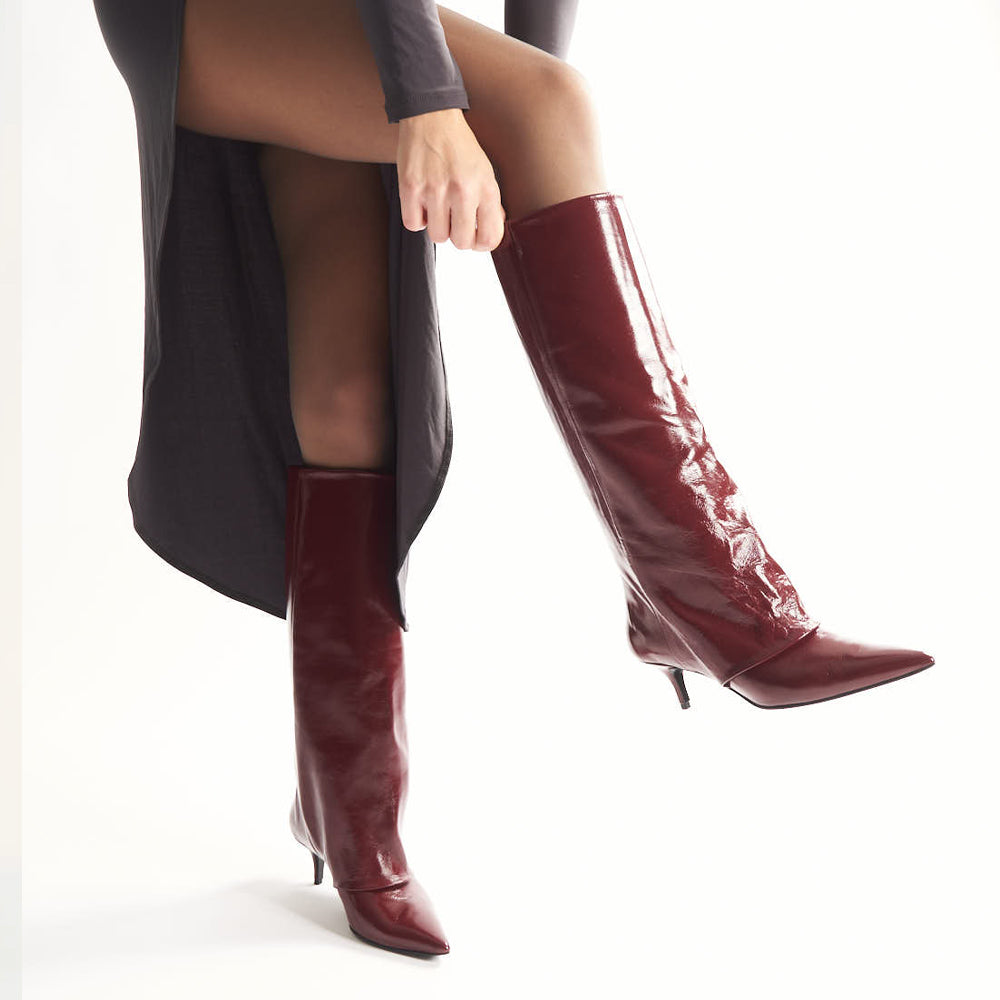 Stivali in pelle bordeaux
