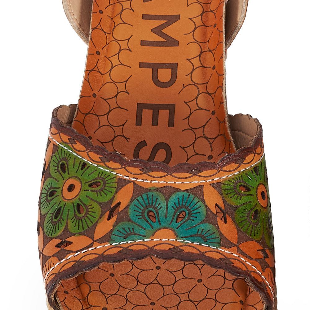 Espadrillas Platform stile floreale - cuoio