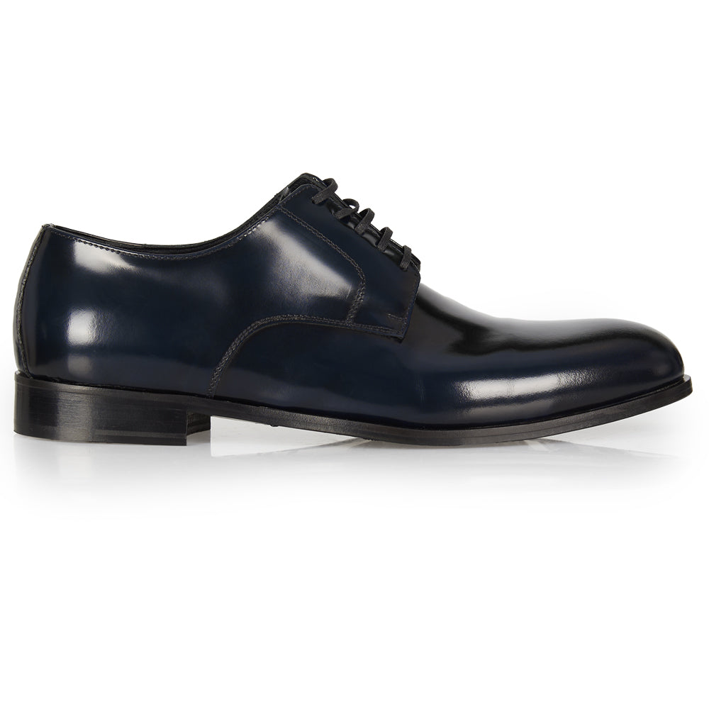 Derby elegante in pelle abrasivata blu