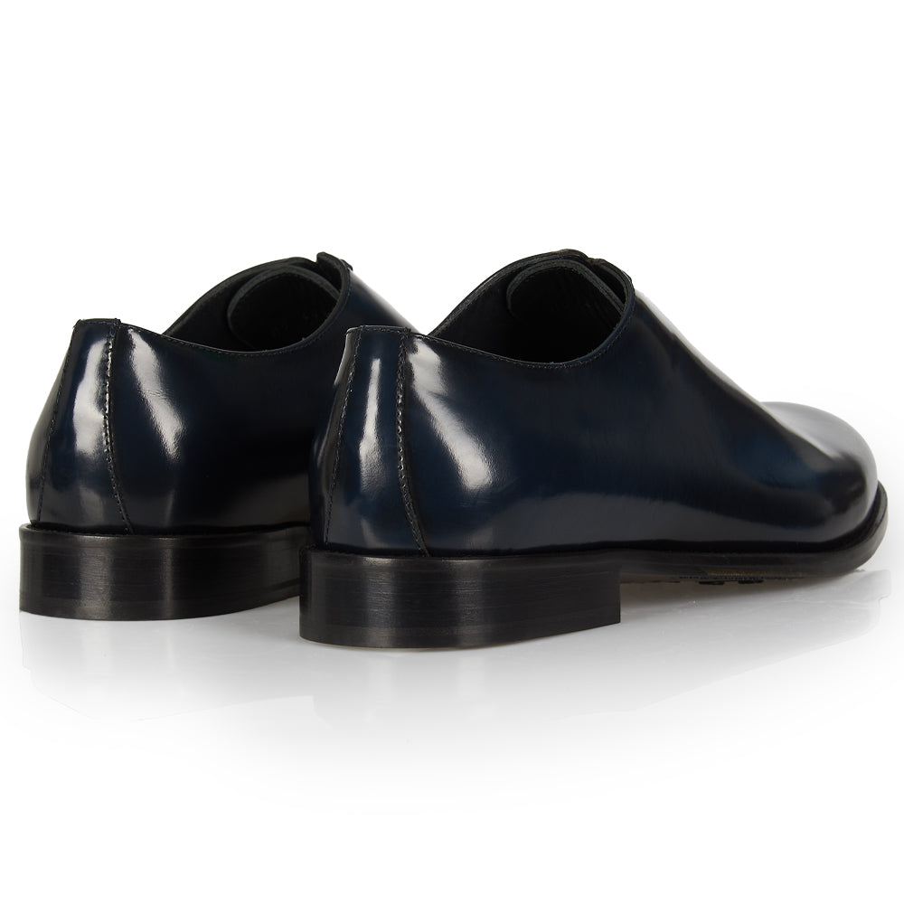 Richelieu in blue abrasive leather