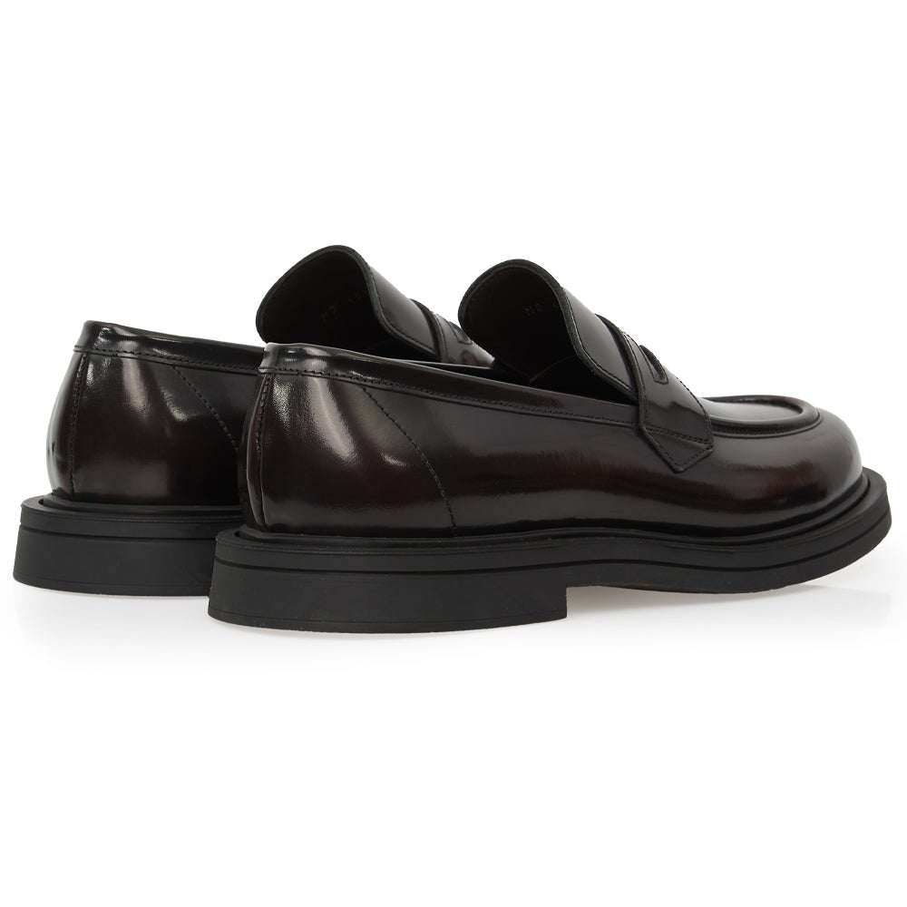 Mocassino Penny Loafer in Pelle Spazzolata Bordeaux