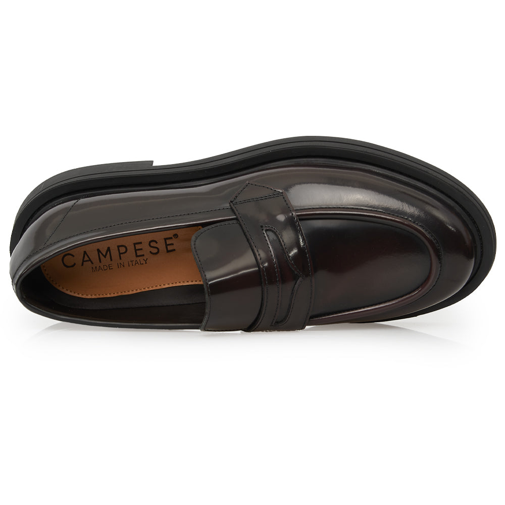 Mocassino Penny Loafer in Pelle Spazzolata Bordeaux