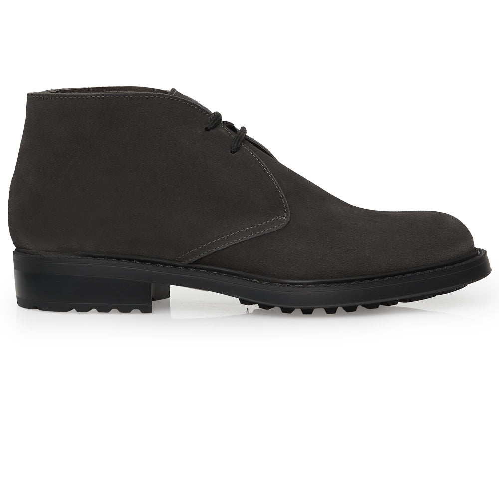 Polacchino Chukka Boot in Camoscio Grigio Antracite con Suola Roccia