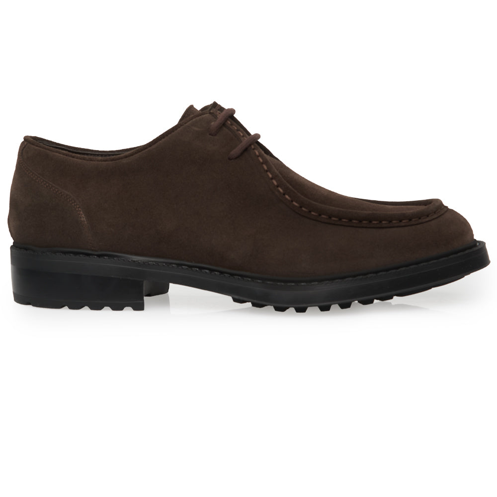 Scarpa Stringata Tirolese in Camoscio Testa di moro con Suola Roccia