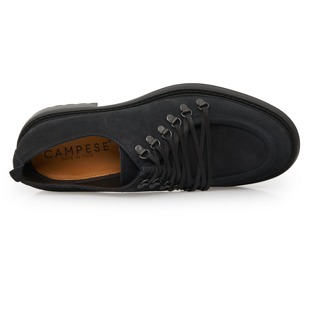 Scarpa Stringata Sportiva in Camoscio blu scuro con Suola Roccia