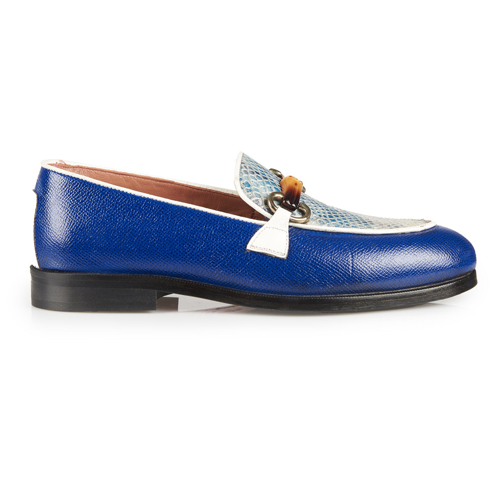 Blue patterned moccasin