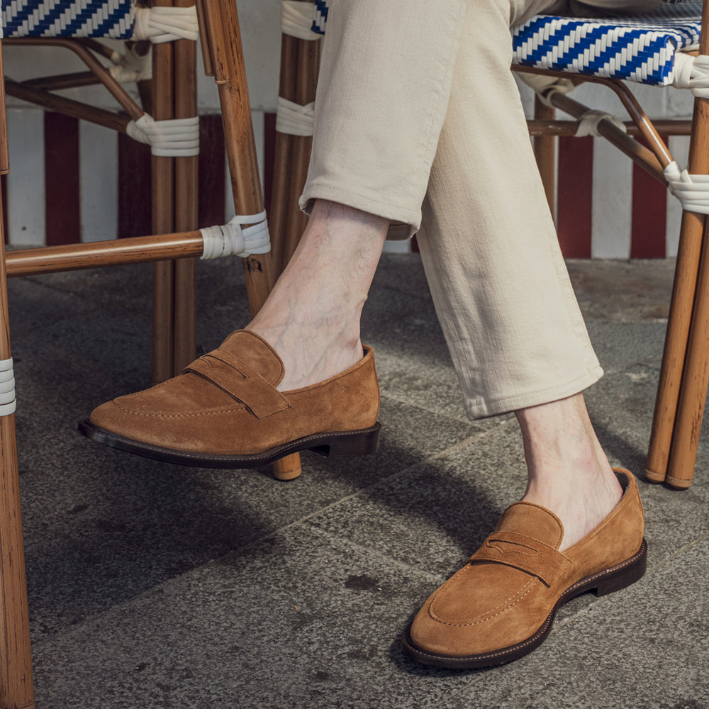 Mocassino Penny Loafer sfoderato Camoscio Cuoio