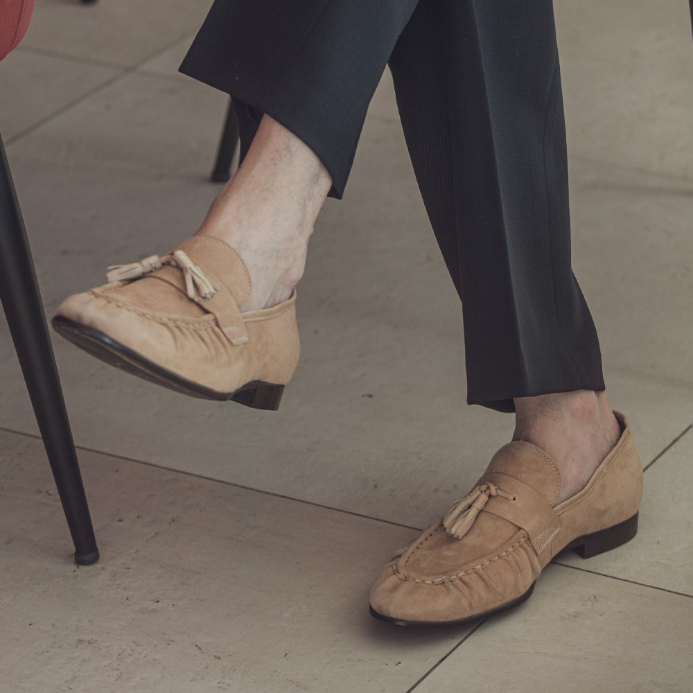 Mocassino Tassel Light Summer Camoscio Beige - Lavorazione Bologna