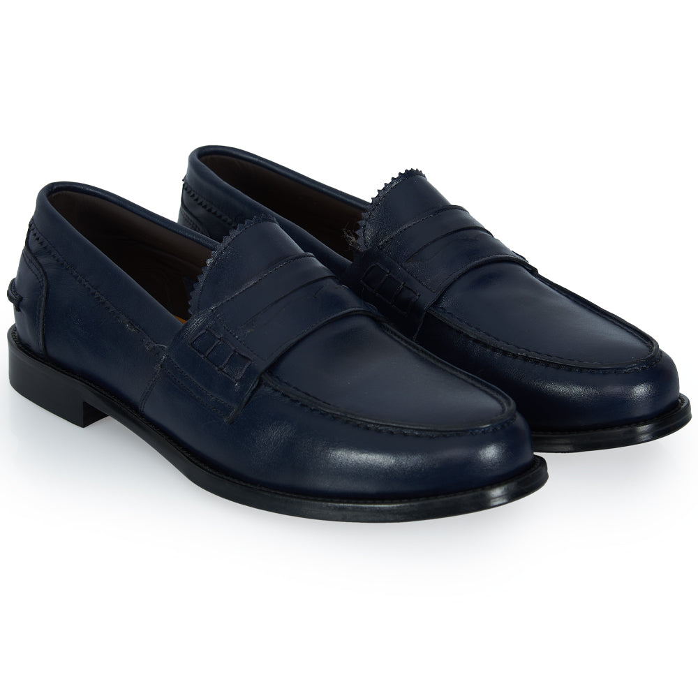 Mocassino Penny blu - pelle morbida