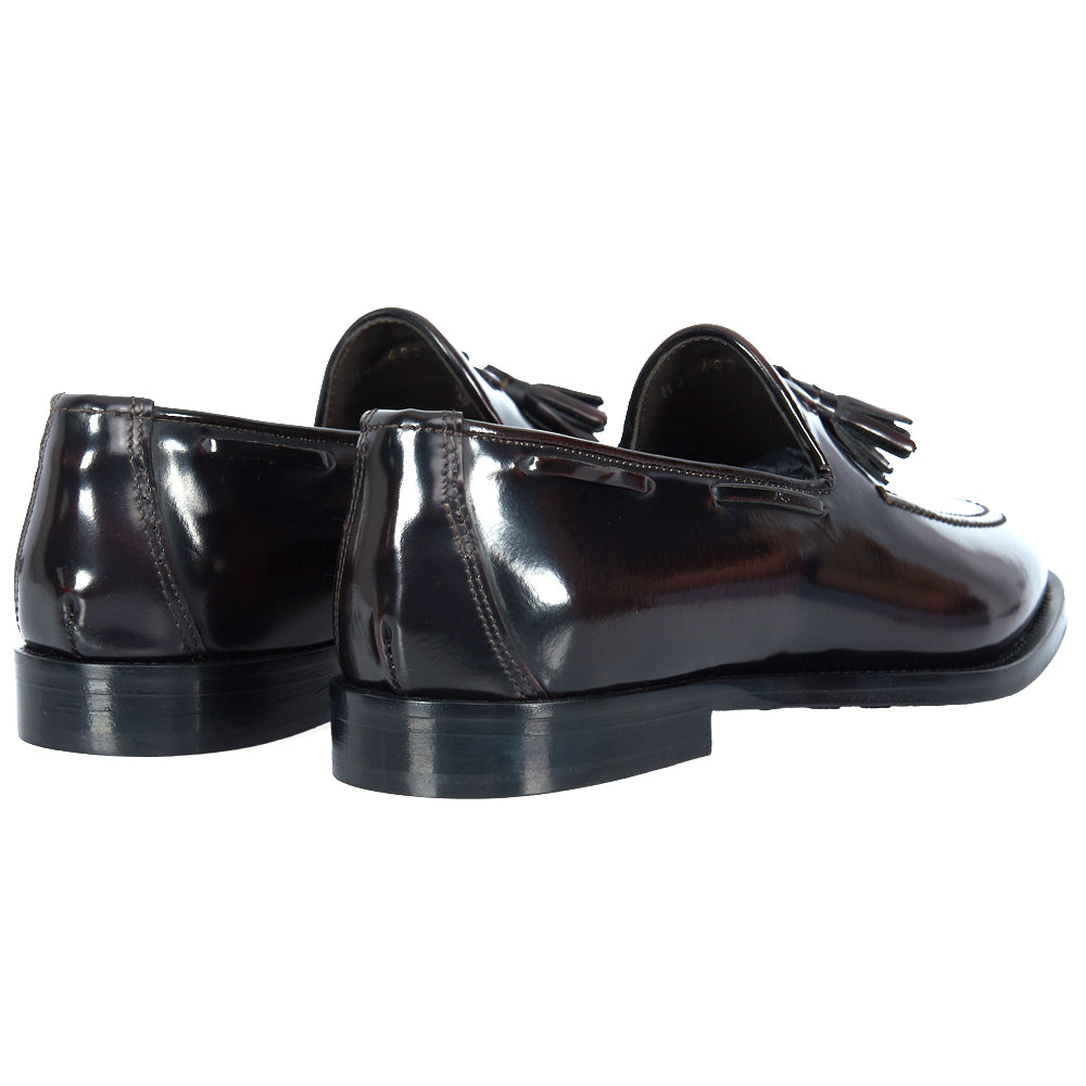 Mocassino con nappa - pelle abrasivata bordeaux