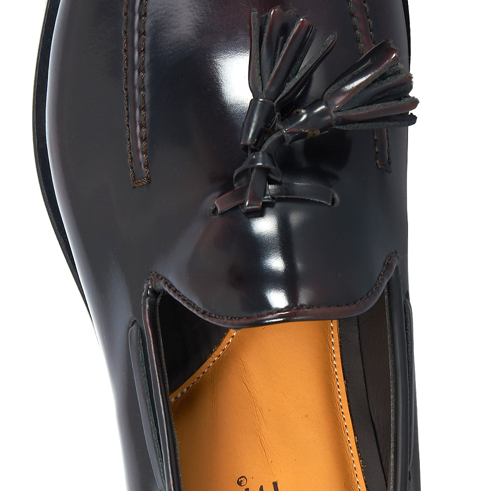 Mocassino con nappa - pelle abrasivata bordeaux